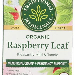 TRADITIONAL MEDICINALS: Organic Raspberry Leaf Caffeine Free Herbal Tea 16 Tea Bags, 0.85 oz