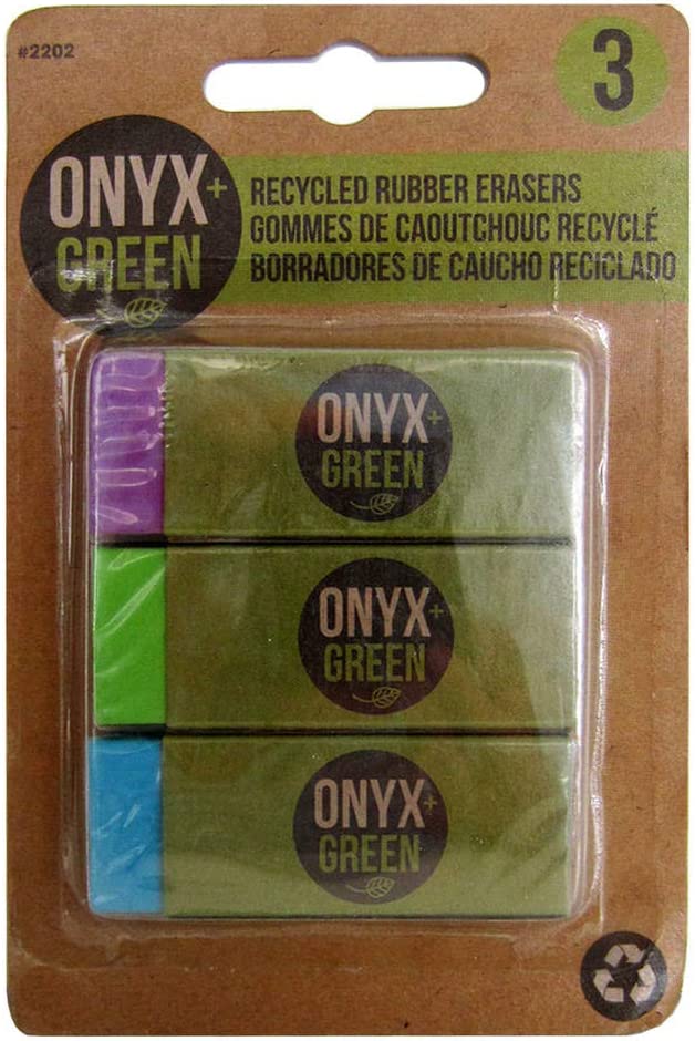 ONYX & GREEN: Eraser 3Pk Recycled Rubbe, 3 pc