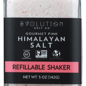 EVOLUTION SALT CO.: Gourmet Pink Himalayan Salt Refillable Shaker, 5 oz