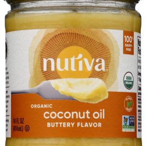 NUTIVA: Coconut Oil Organic Buttery Flavor, 14 Oz