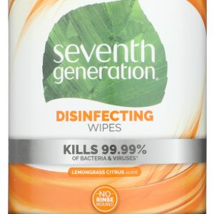 SEVENTH GENERATION: Disinfecting Wipes Lemongrass Citrus Scent, 70 Wipes