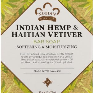 NUBIAN HERITAGE: Bar Soap Indian Hemp and Haitian Vetiver Soap w/ Neem, Oil 5 oz