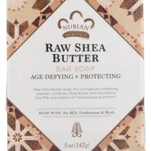 NUBIAN HERITAGE: Bar Soap Raw Shea Butter with Soy Milk Frankincense and Myrrh, 5 oz