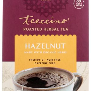 TEECCINO: Chicory Herbal Tea Medium Roast Caffeine Free Hazelnut 10 Tea Bags, 2.12 Oz