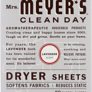 MRS MEYERS CLEAN DAY: Lavender Dryer Sheets, 80 pc