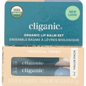 CLIGANIC: Organic Lip Balm Set Tropical Twist, 2 ea