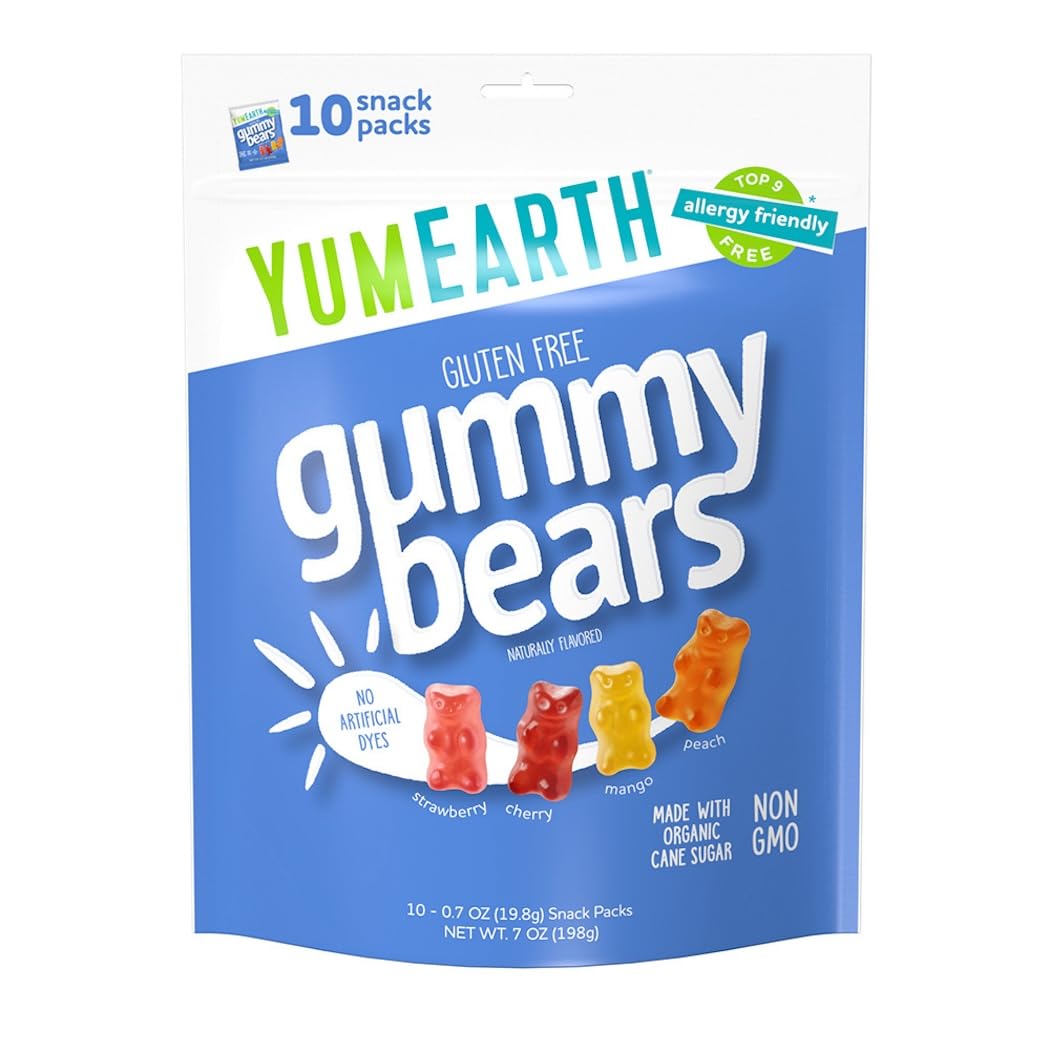YUMEARTH ORGANICS: Gummy Bears 10 Snack Packs, 7 oz