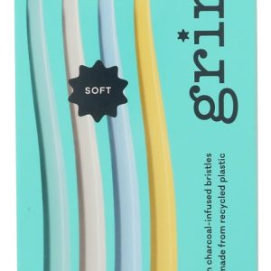 GRIN: Premium Charcoal-Infused Bristles Toothbrush Summer Beach Soft, 4 pc