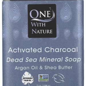 ONE WITH NATURE: Activated Charcoal Soap With Dead Sea Minerals Argan Oil and Shea Butter, 7 oz