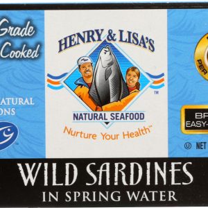 HENRY & LISA'S: Natural Seafood Wild Sardines in Spring Water, 4.25 oz