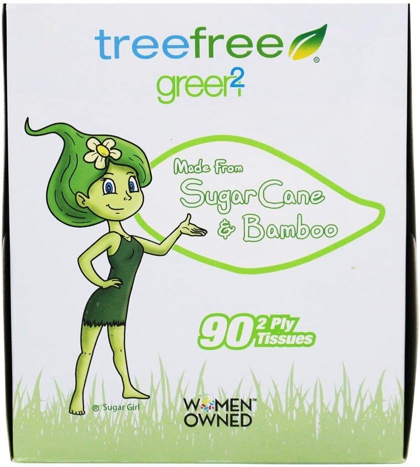 GREEN2: Tree Free Sugar Cane & Bamboo 2 Ply Tissues, 90 pc
