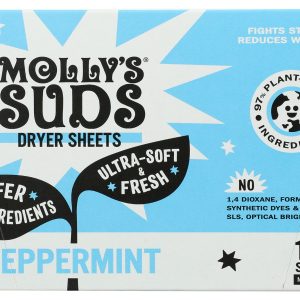 MOLLYS SUDS: Peppermint Dryer Sheets Fabric Softener, 120 pk