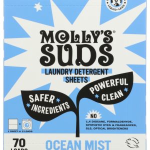 MOLLYS SUDS: Ocean Mist Laundry Detergent Sheets, 4.32 oz