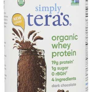 TERA'S WHEY: Grass Fed Organic Whey Protein Fair Trade Dark Chocolate, 12 oz