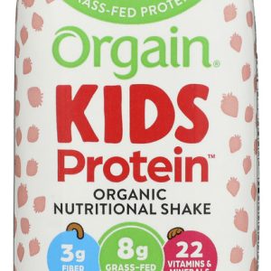 ORGAIN: Healthy Kids Organic Nutritional Shake Strawberry Gluten Free Non GMO Kosher, 8.25 oz
