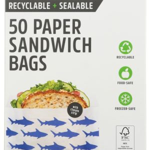 LUNCHSKINS: Paper Sandwich Bag Shark, 50 ct