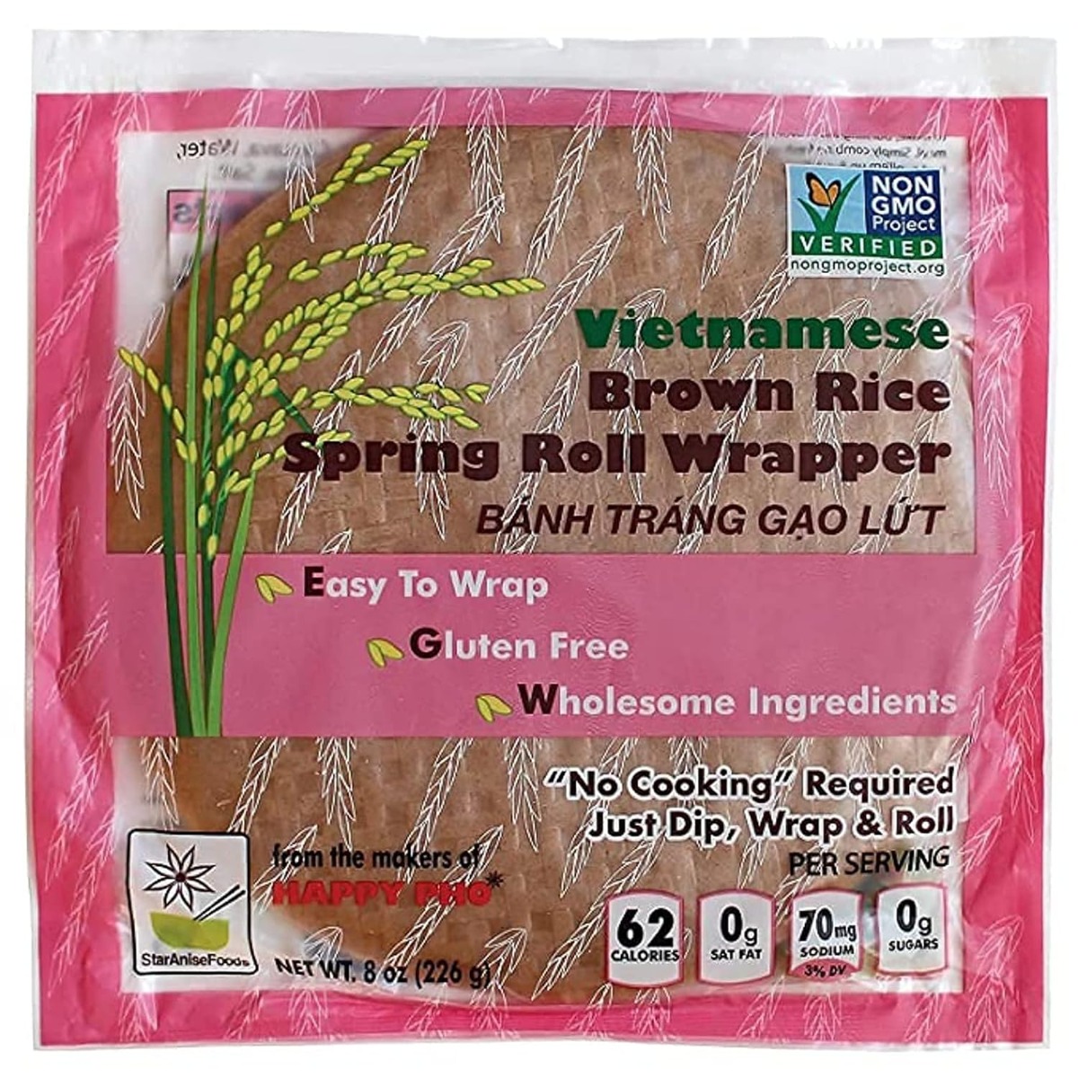 STAR ANISE FOODS: Vietnamese Brown Rice Spring Roll Wrapper, 8 Oz