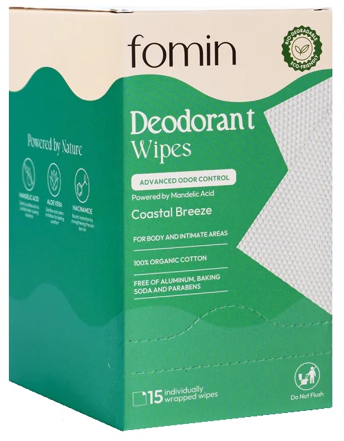 FOMIN: Coastal Breeze Deodorant Wipes, 1 ea