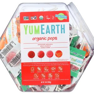 YUMMY EARTH: Organic Lollipops Counter Top Bin Assorted, 30 oz