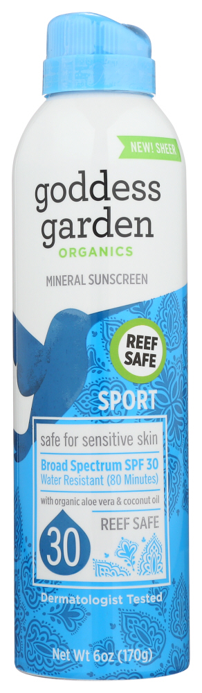 GODDESS GARDEN: Organics Sunny Sport Spray Natural Sunscreen SPF 30, 6 oz