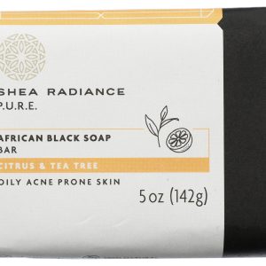 SHEA RADIANCE: African Black Soap Bar Citrus Tea Tree Oil, 5 oz