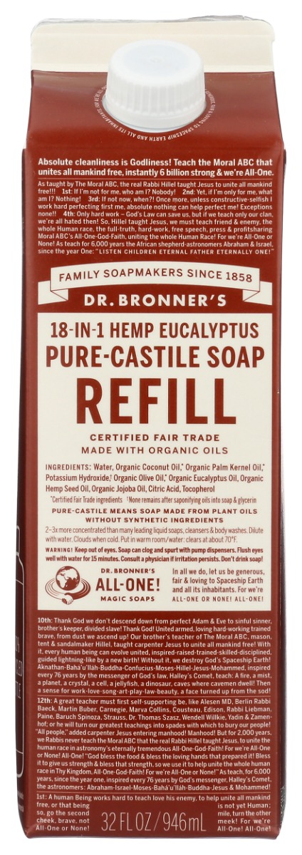 DR. BRONNER'S: Soap Refill Eucalyptus, 32 fo