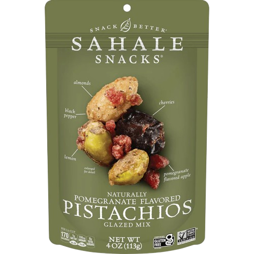 SAHALE SNACKS: Pomegranate Pistachios Glazed Mix Nut Blend, 4 oz