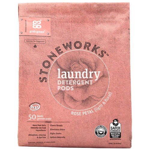 GRABGREEN: Stoneworks Laundry Detergent Pods Rose Petal 50 Pods, 1.65 lb