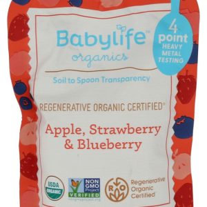 BABYLIFE ORGANICS: Apple Strawberry Blueberry Pouch, 3.5 oz