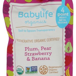 BABYLIFE ORGANICS: Plum Pear Strawberry Banana Pouch, 3.5 oz