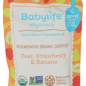 BABYLIFE ORGANICS: Pear Strawberry Banana Pouch, 3.5 oz