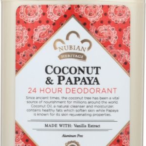 NUBIAN HERITAGE: Coconut and Papaya 24 Hour Deodorant, 2.25 oz