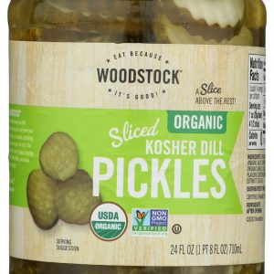 WOODSTOCK: Organic Kosher Sliced Dill Pickles, 24 oz