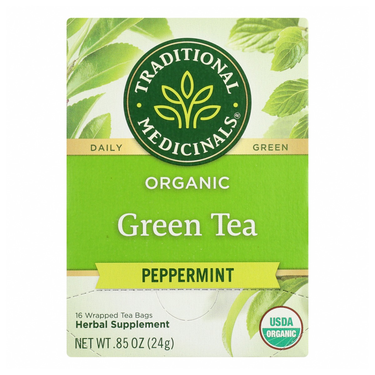 TRADITIONAL MEDICINALS: Green Tea Peppermint, 16 bg