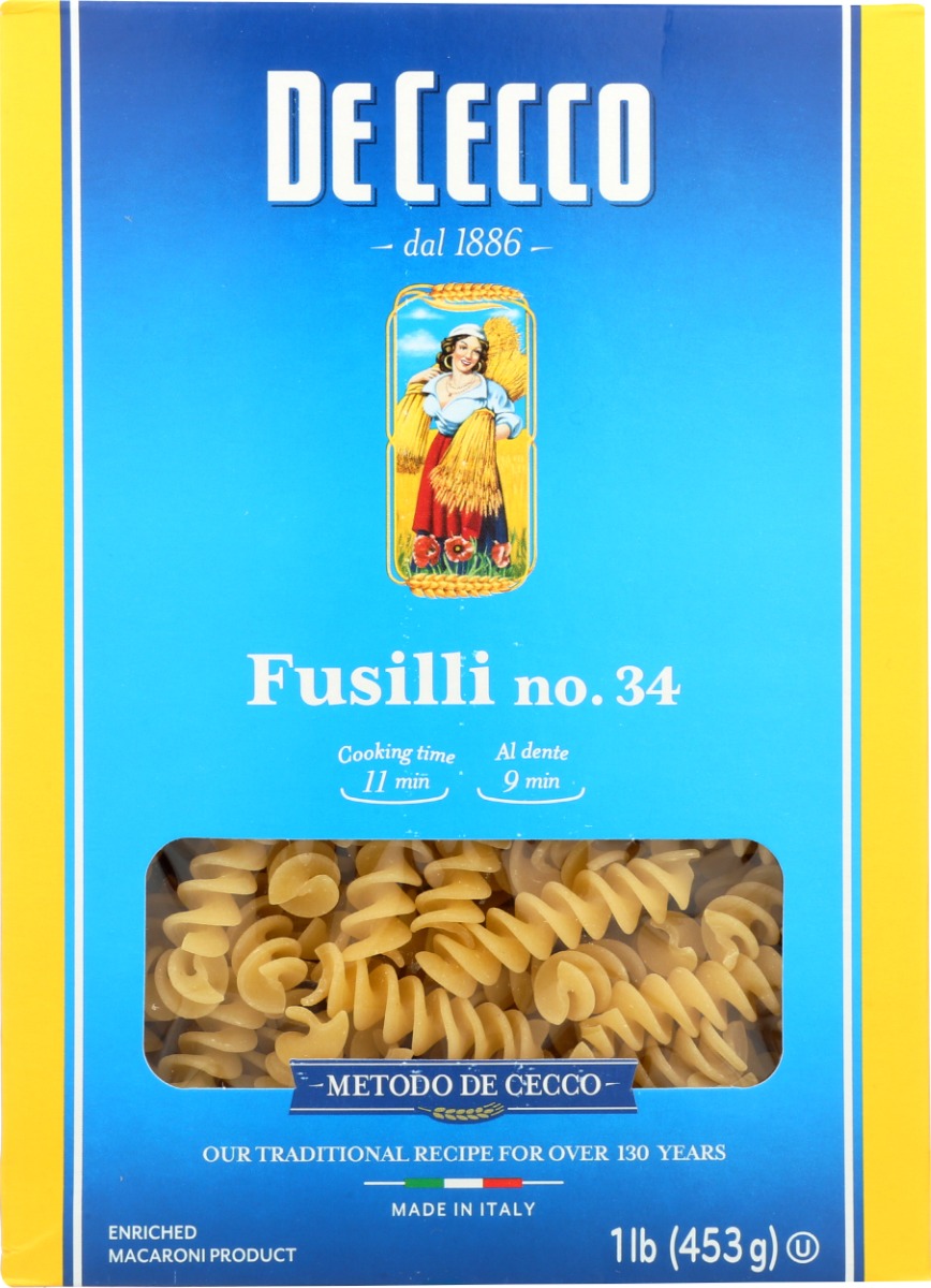 DE CECCO: Fusilli No 34 Pasta, 16 oz