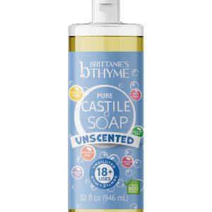 BRITTANIES THYME: Pure Castile Hand and Body Soap Unscented, 32 fo