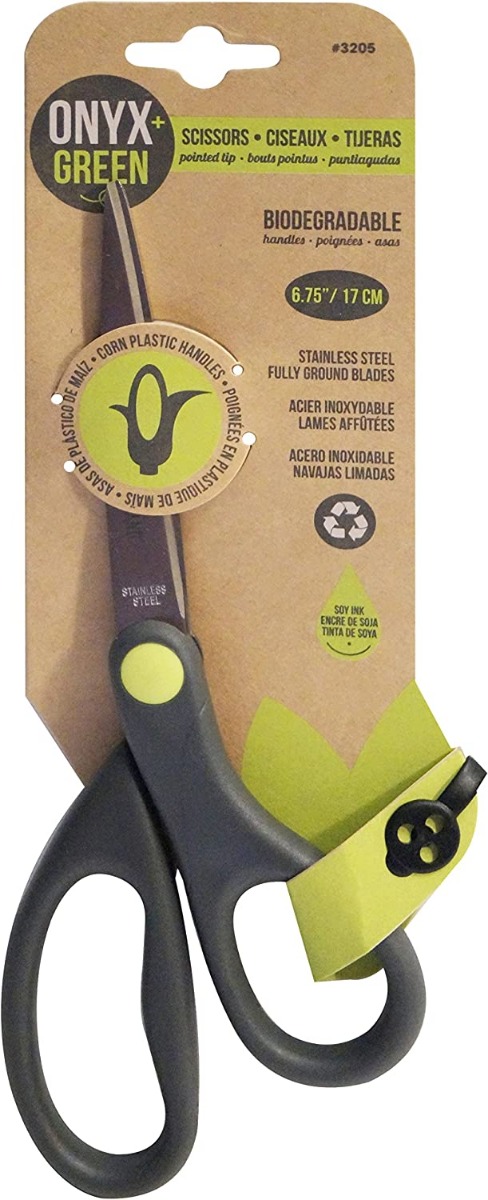 ONYX & GREEN: Corn Plastic Black Scissors, 1 pc