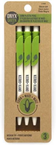 ONYX & GREEN: Corn Plastic Ballpoint Pens, 3 pc
