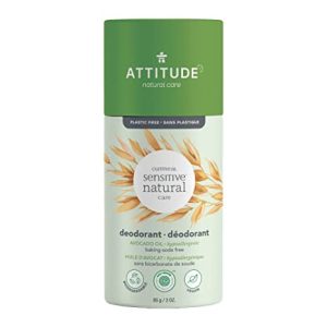 ATTITUDE: Natural Avocado Oil Baking Soda Free Deodorant Stick For Sensitive Skin, 3 oz