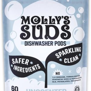 MOLLY SUDS: Unscented Dishwasher Pods, 29.63 oz