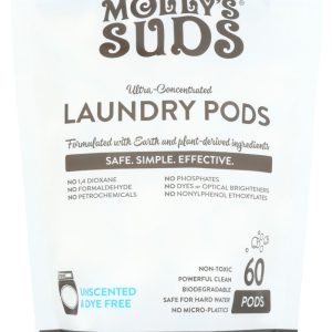 MOLLYS SUDS: Laundry Detergent Pods 60Ct Unscented, 29.63 oz