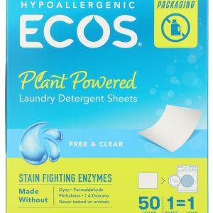 ECOS: Laundry Detergent Sheets Free and Clear, 50 ea