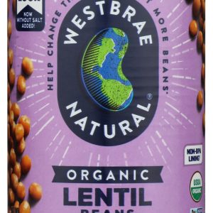 WESTBRAE: Organic Lentil Beans No Salt Added, 15 oz
