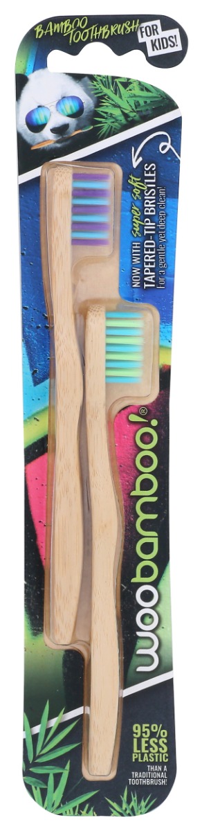 WOOBAMBOO: Kids Natural Bamboo Toothbrushes 2Pk, 1 ea