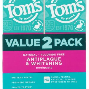 TOMS OF MAINE: Fluoride Free Antiplaque and Whitening Toothpaste Peppermint 2Pk, 9 oz