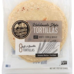 LA TORTILLA FACTORY: Hand Made Style Tortillas White Corn and Wheat, 11.57 oz