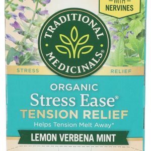 TRADITIONAL MEDICINALS: Organic Stress Ease Lemon Verbena Mint Tea, 16 bg