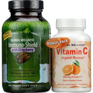 IRWIN NATURALS: Global Wellness Immuno Shield With Elderberry Plus Vitamin C Bonus Pack, 60 sg