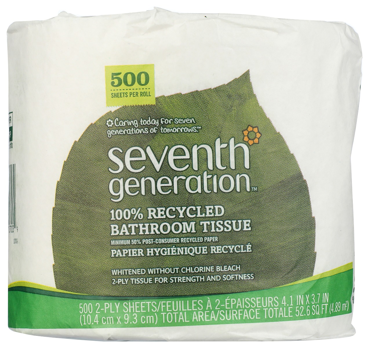 SEVENTH GENERATION: Recycled Bathroom Tissue 2Ply 500 Sheets, 1 ea